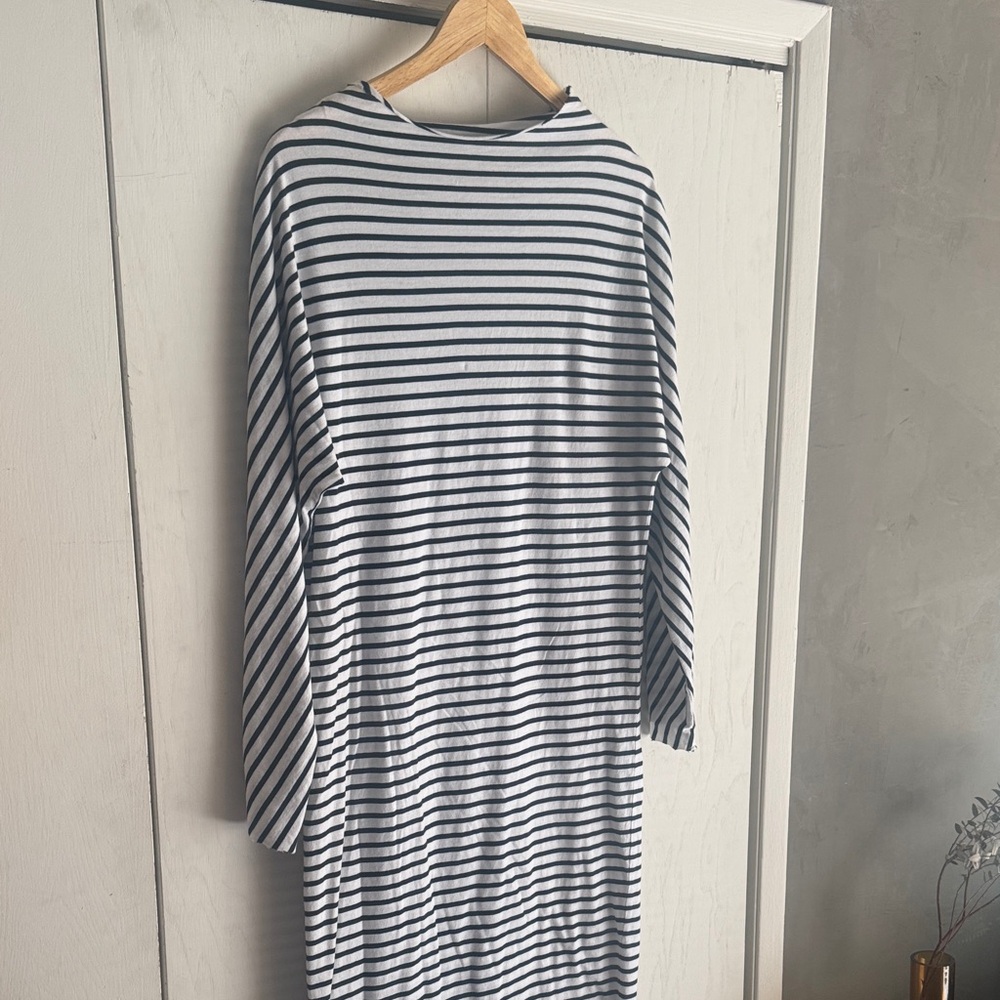 Frank & Eileen Black and White Striped Midi Dress